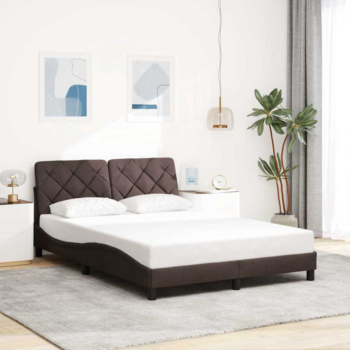 Cadru de pat cu LED fără saltea țesătură maro închis 140x190 cm - WALTI WALTI