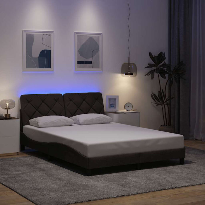 Cadru de pat cu LED fără saltea țesătură maro închis 140x190 cm - WALTI WALTI