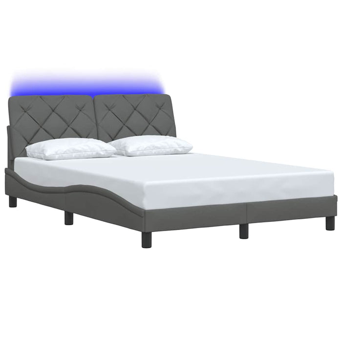 Cadru de pat cu LED fără saltea țesătură gri închis 140x200 cm WALTI