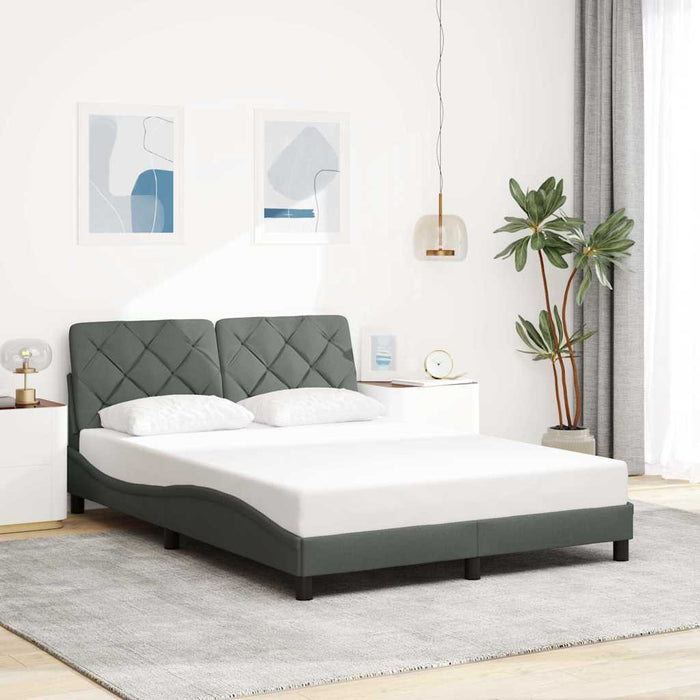Cadru de pat cu LED fără saltea țesătură gri închis 140x200 cm WALTI
