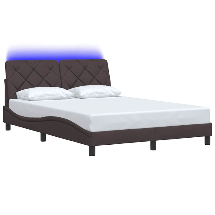 Cadru de pat cu LED fără saltea țesătură maro închis 140x200 cm - WALTI WALTI
