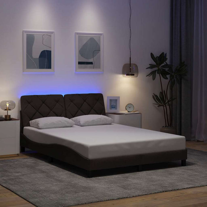Cadru de pat cu LED fără saltea țesătură maro închis 140x200 cm - WALTI WALTI
