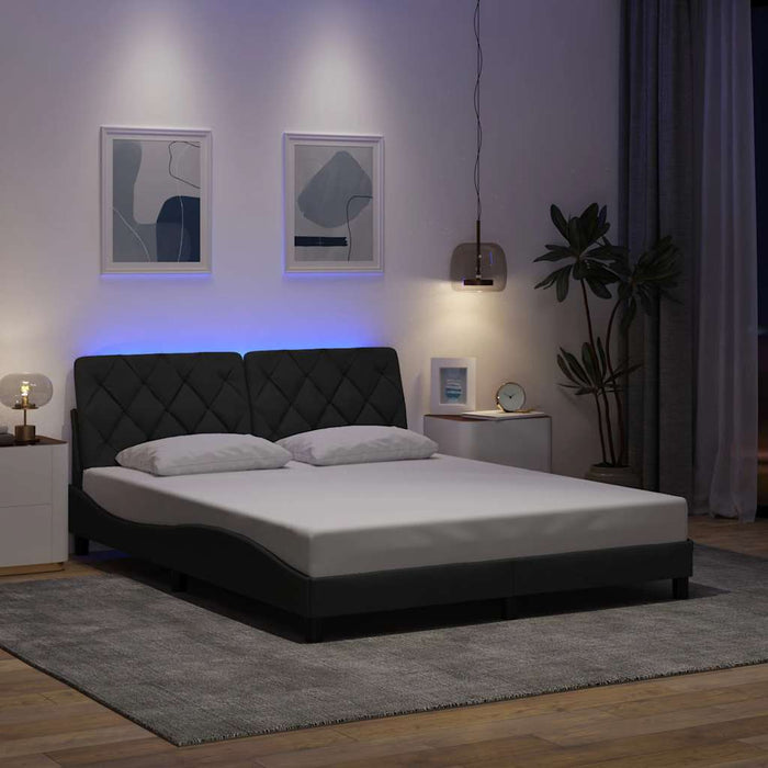 Cadru de pat cu LED fără saltea Gri închis 160x200 cm Material - WALTI WALTI