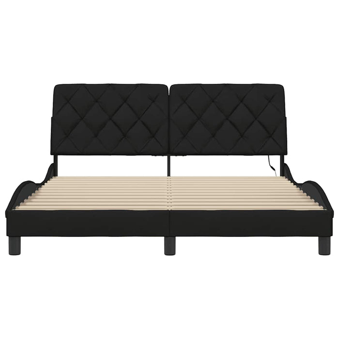 Cadru de pat cu LED fără saltea Negru 160x200 cm Material WALTI