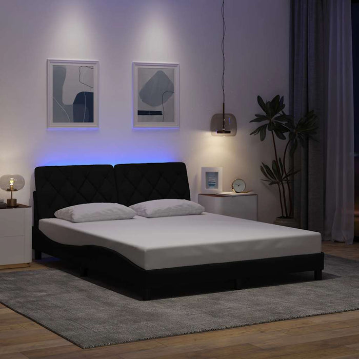 Cadru de pat cu LED fără saltea Negru 160x200 cm Material WALTI