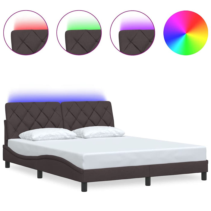 Cadru de pat cu LED fără saltea țesătură maro închis 160x200 cm WALTI