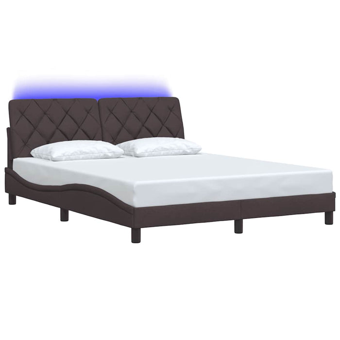 Cadru de pat cu LED fără saltea țesătură maro închis 160x200 cm WALTI