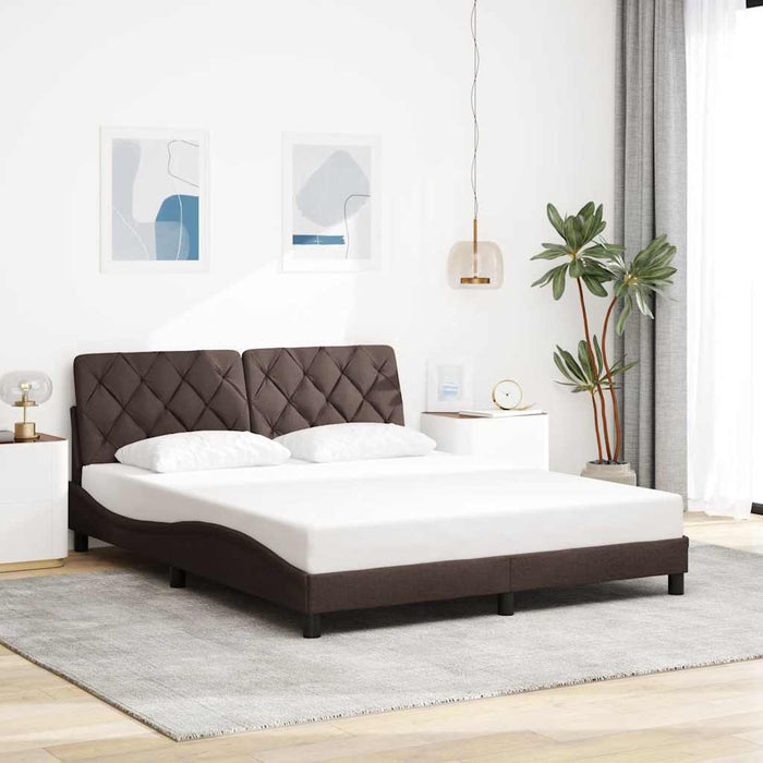 Cadru de pat cu LED fără saltea țesătură maro închis 160x200 cm WALTI