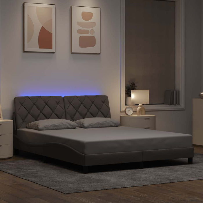 Cadru de pat cu LED fără saltea Taupe 160x200 cm Material WALTI