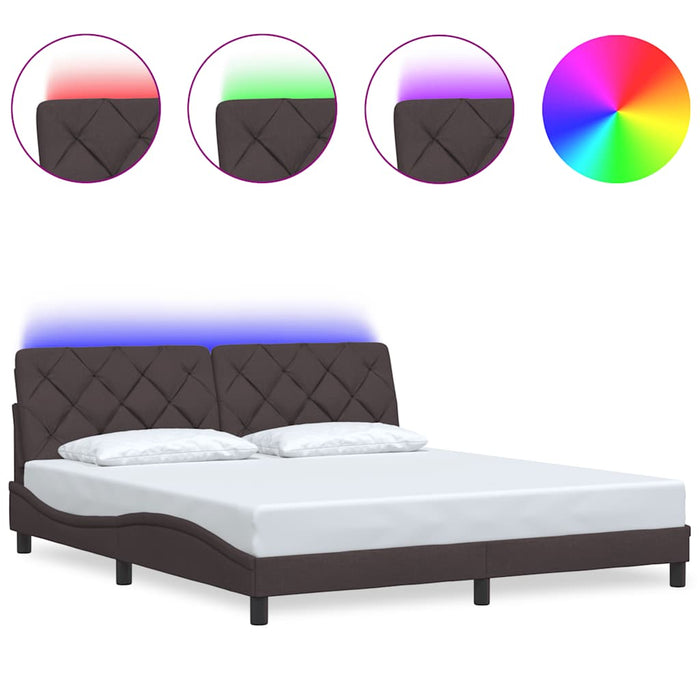 Cadru de pat cu LED fără saltea țesătură maro închis 180x200 cm - WALTI WALTI