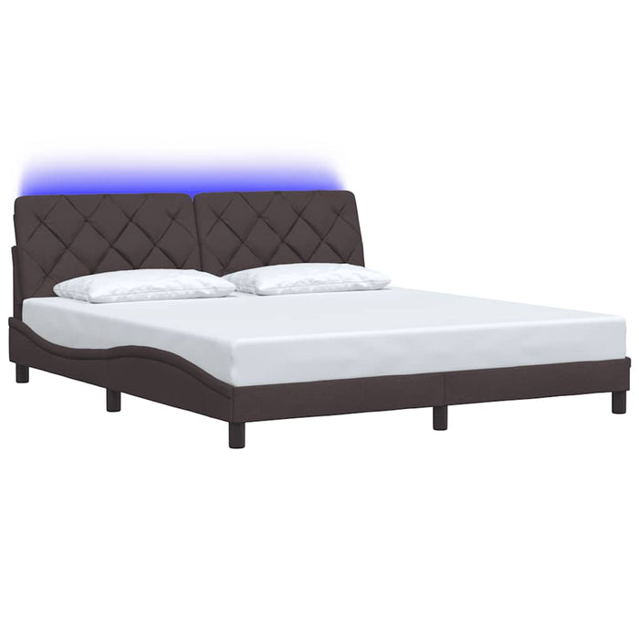 Cadru de pat cu LED fără saltea țesătură maro închis 180x200 cm - WALTI WALTI