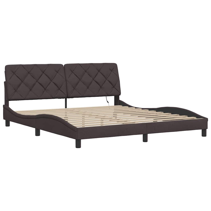 Cadru de pat cu LED fără saltea țesătură maro închis 180x200 cm - WALTI WALTI