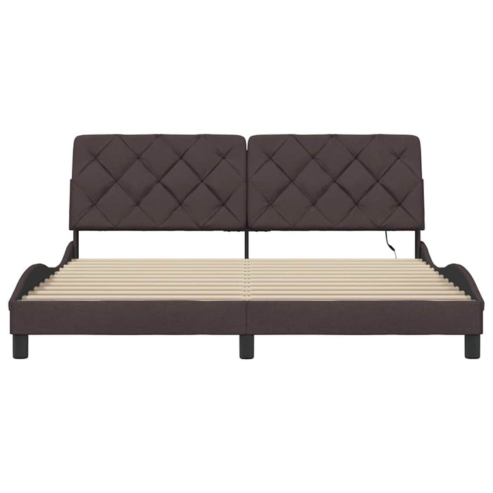 Cadru de pat cu LED fără saltea țesătură maro închis 180x200 cm - WALTI WALTI