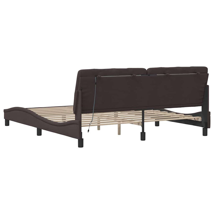 Cadru de pat cu LED fără saltea țesătură maro închis 180x200 cm - WALTI WALTI