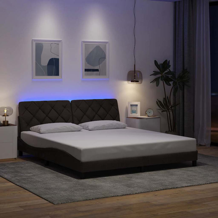 Cadru de pat cu LED fără saltea țesătură maro închis 180x200 cm - WALTI WALTI
