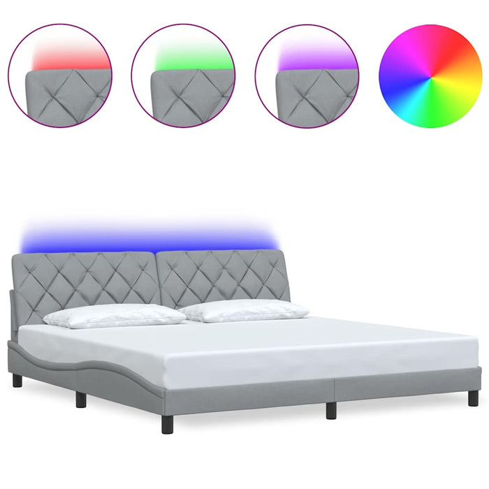 Cadru de pat cu LED fără saltea Gri deschis 200x200 cm Material WALTI