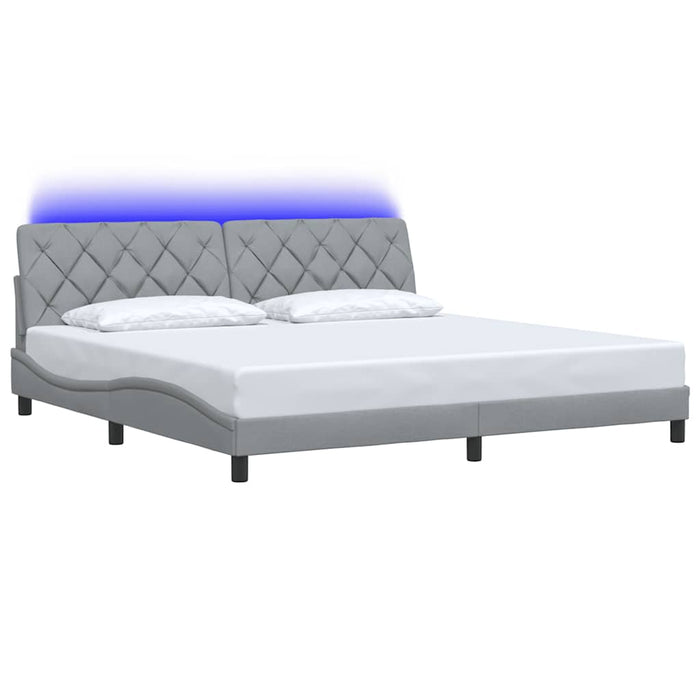 Cadru de pat cu LED fără saltea Gri deschis 200x200 cm Material WALTI