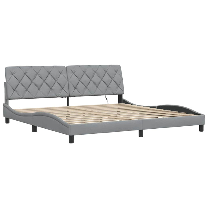 Cadru de pat cu LED fără saltea Gri deschis 200x200 cm Material WALTI