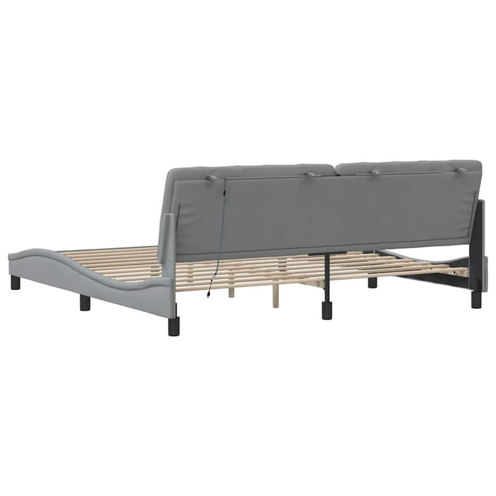 Cadru de pat cu LED fără saltea Gri deschis 200x200 cm Material WALTI