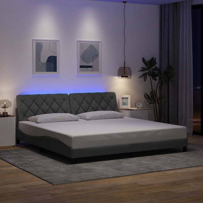Cadru de pat cu LED fără saltea Gri deschis 200x200 cm Material WALTI