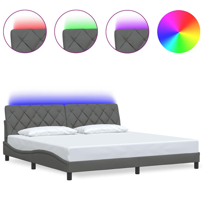 Cadru de pat cu LED fără saltea Gri închis 200x200 cm Material - WALTI WALTI