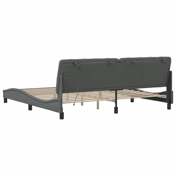 Cadru de pat cu LED fără saltea Gri închis 200x200 cm Material - WALTI WALTI