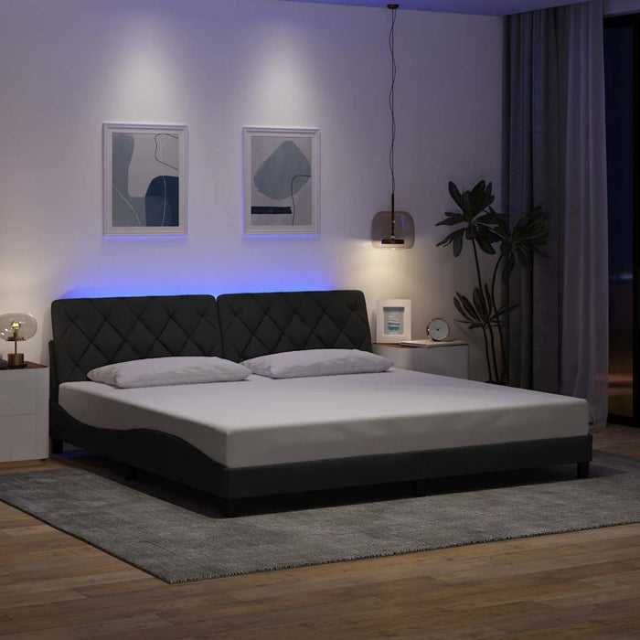 Cadru de pat cu LED fără saltea Gri închis 200x200 cm Material - WALTI WALTI
