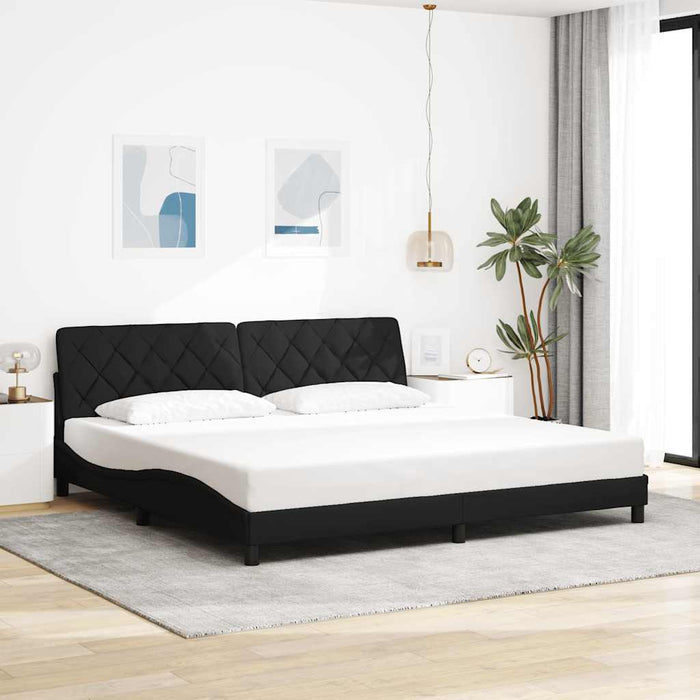 Cadru de pat cu LED fără saltea țesătură neagră 200x200 cm WALTI