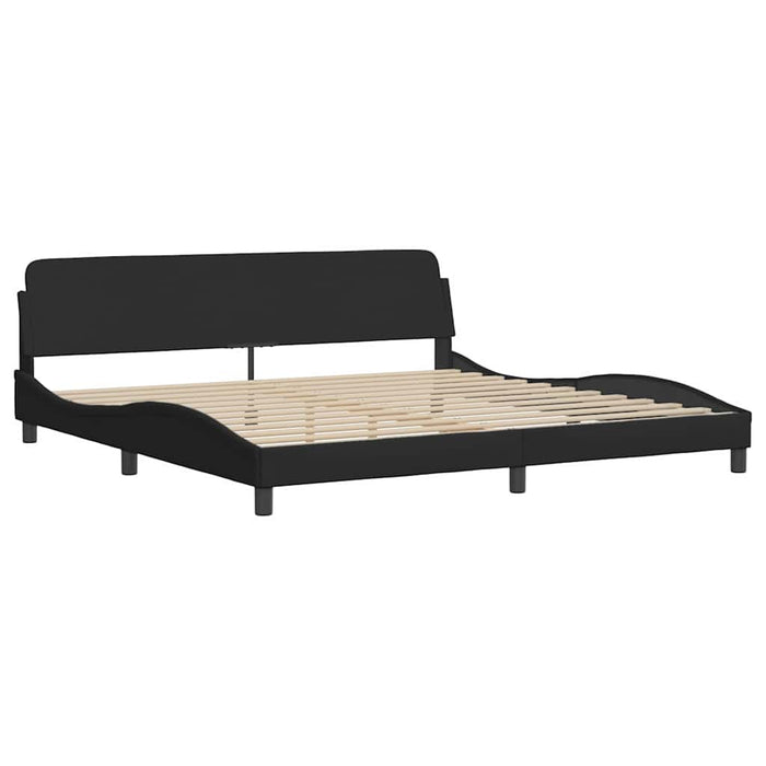 Cadru de pat cu LED fără saltea țesătură neagră 200x200 cm WALTI