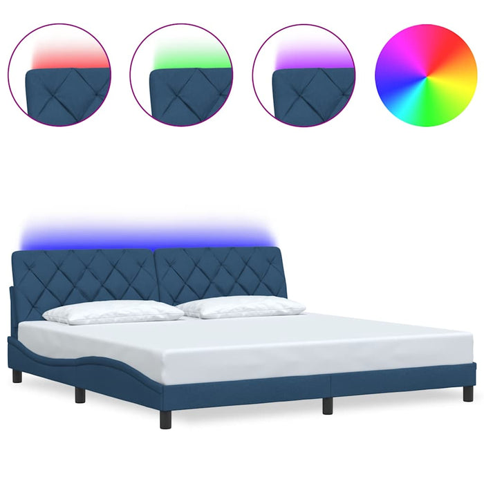 Cadru de pat cu LED fără saltea Albastru 200x200 cm Material - WALTI WALTI