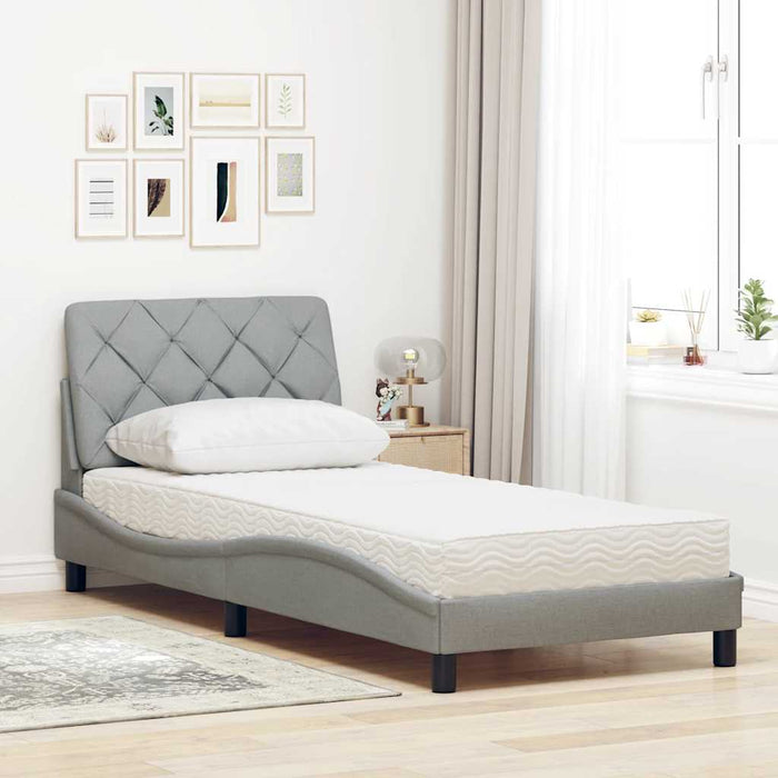 Pat cu saltea, gri deschis, 80x200 cm, textil WALTI