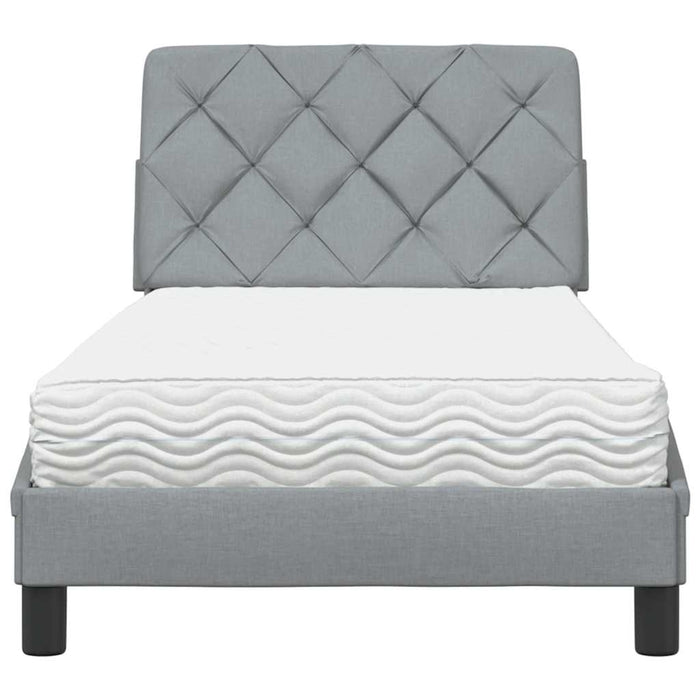 Pat cu saltea, gri deschis, 80x200 cm, textil WALTI