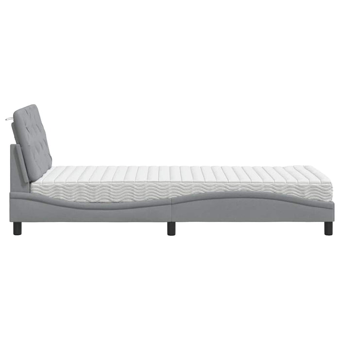 Pat cu saltea, gri deschis, 80x200 cm, textil WALTI