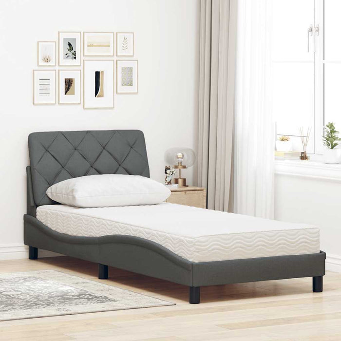Pat cu saltea, gri închis, 80x200 cm, textil - WALTI WALTI