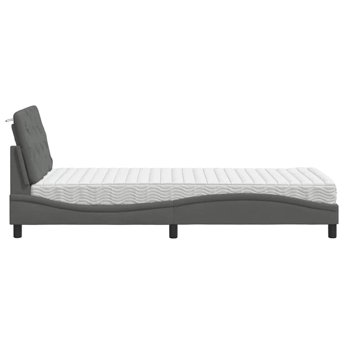 Pat cu saltea, gri închis, 80x200 cm, textil - WALTI WALTI