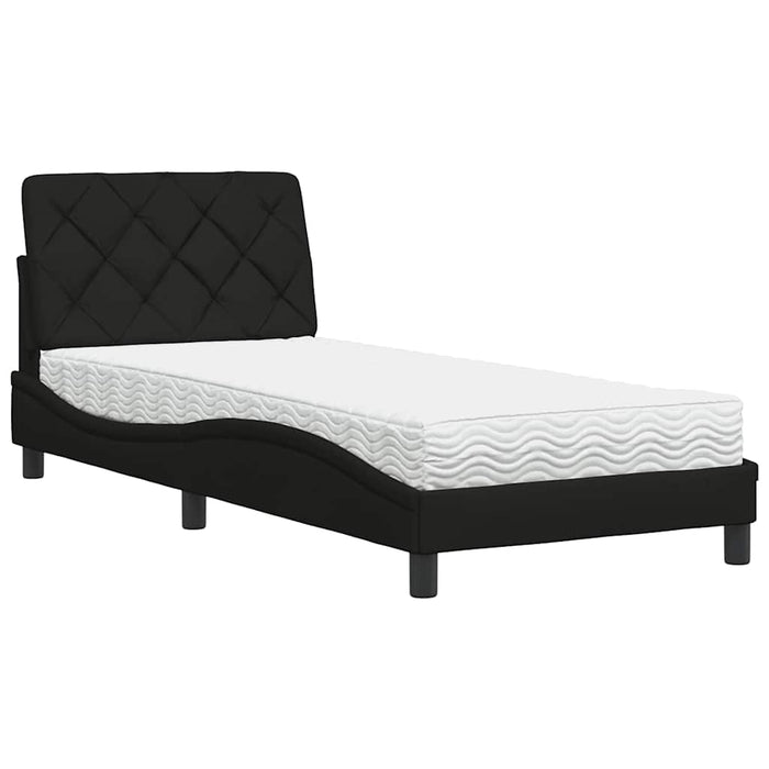 Pat cu saltea, negru, 80x200 cm, textil - WALTI WALTI