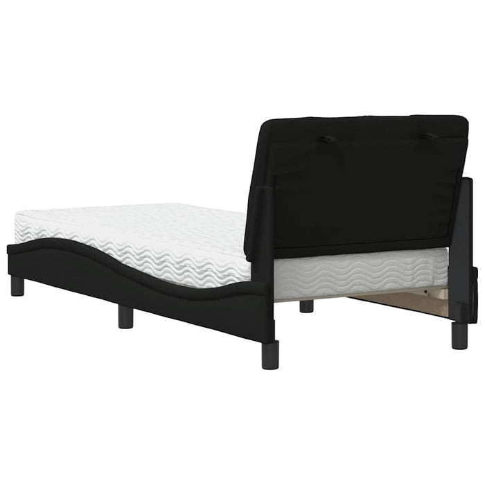 Pat cu saltea, negru, 80x200 cm, textil - WALTI WALTI