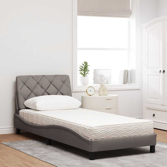 Pat cu saltea, gri taupe, 80x200 cm, textil - WALTI WALTI