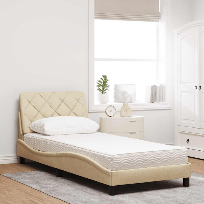 Pat cu saltea, crem, 80x200 cm, textil - WALTI WALTI