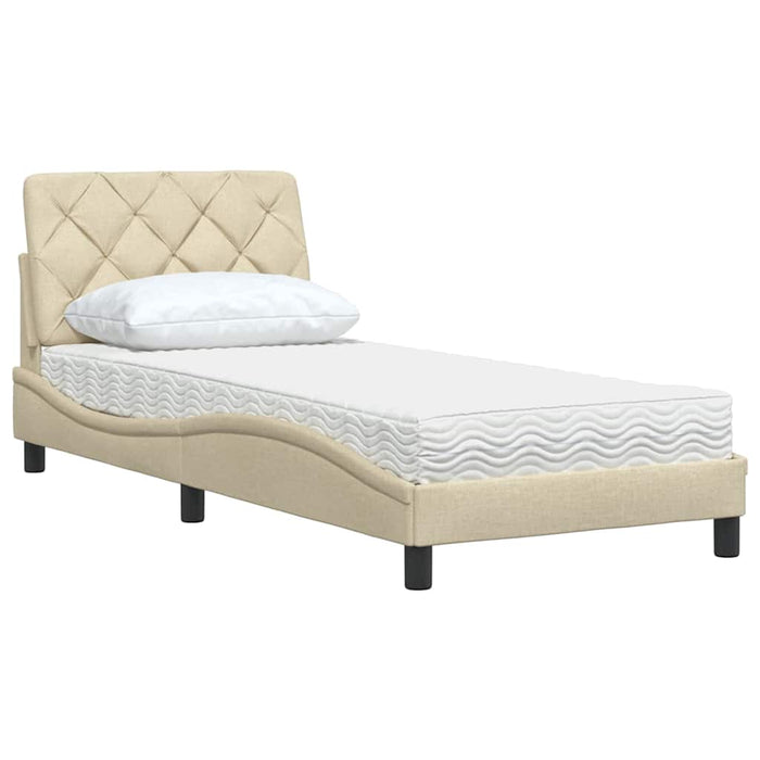 Pat cu saltea, crem, 80x200 cm, textil - WALTI WALTI
