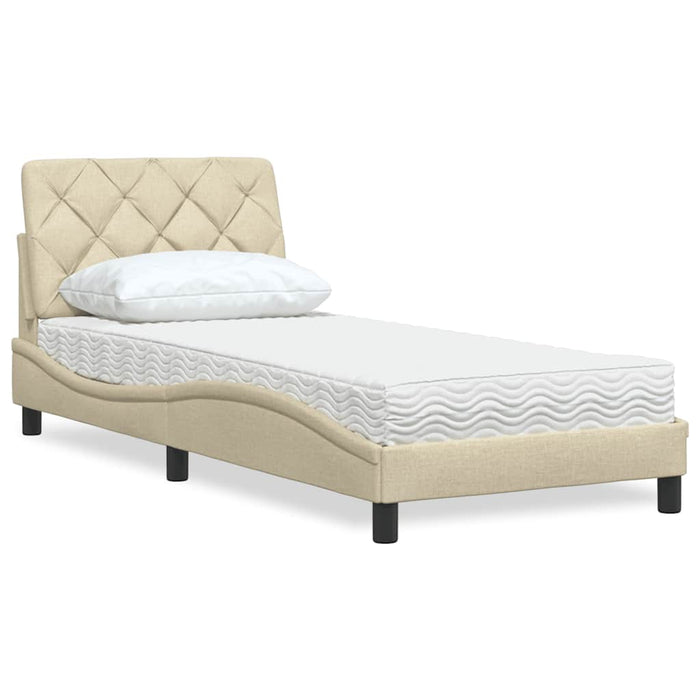 Pat cu saltea, crem, 80x200 cm, textil - WALTI WALTI