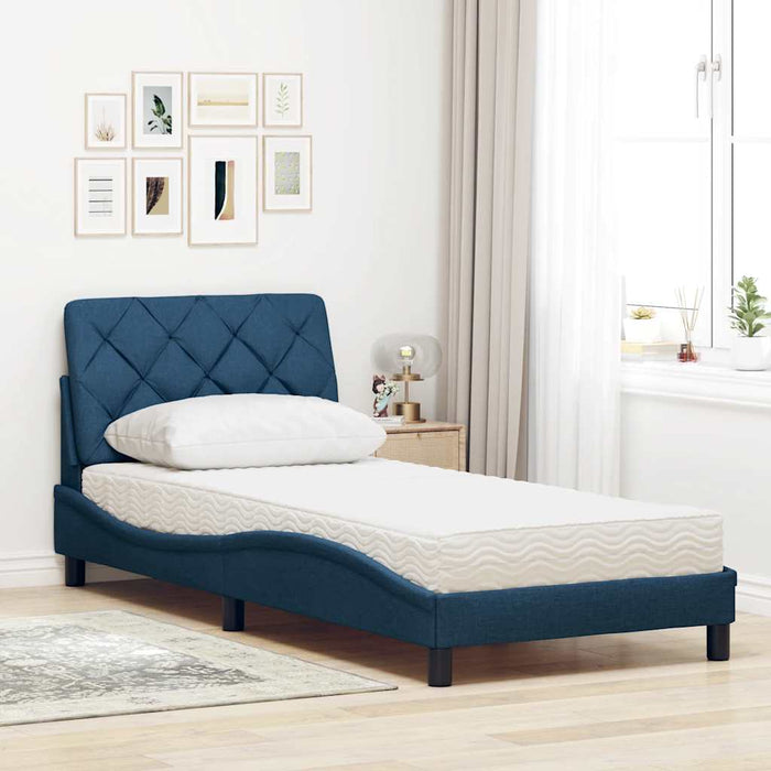 Pat cu saltea, albastru, 80x200 cm, textil - WALTI WALTI
