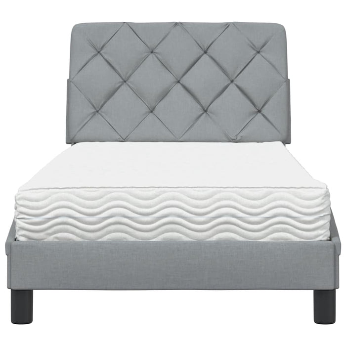 Pat cu saltea, gri deschis, 90x190 cm, textil - WALTI WALTI
