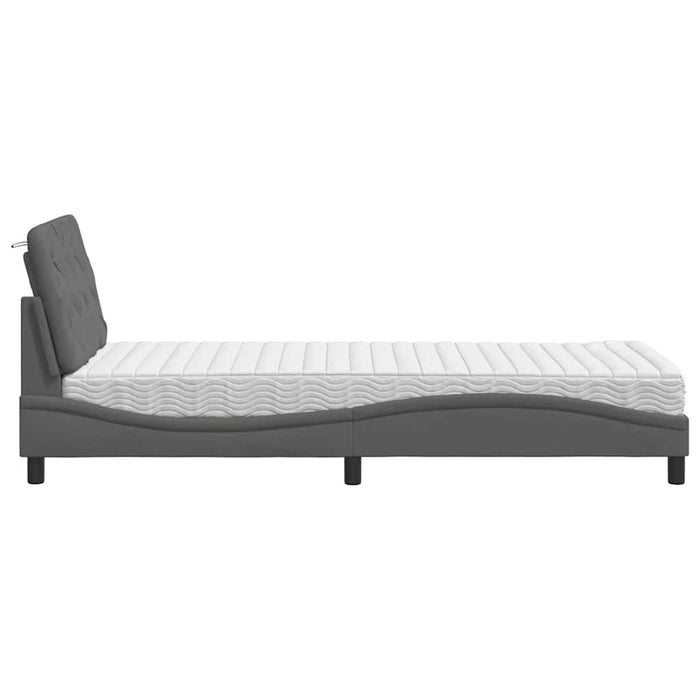 Pat cu saltea, gri închis, 90x190 cm, textil - WALTI WALTI