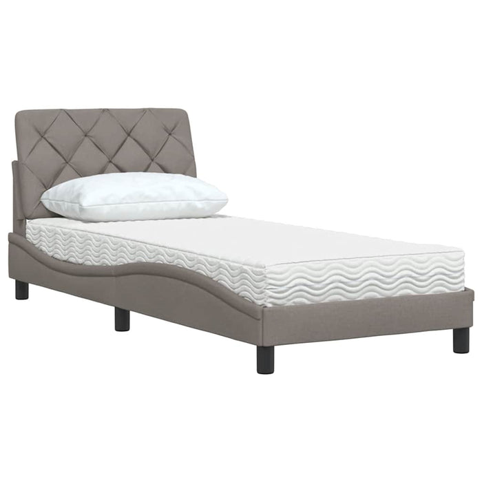 Pat cu saltea, gri taupe, 90x190 cm, textil WALTI