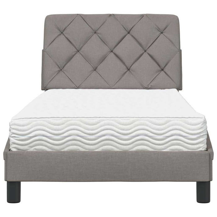 Pat cu saltea, gri taupe, 90x190 cm, textil WALTI