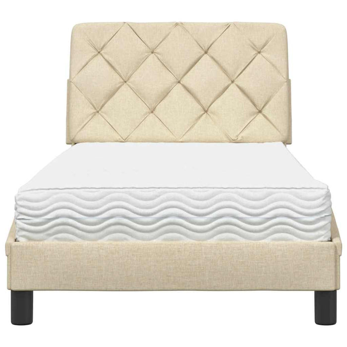 Pat cu saltea, crem, 90x190 cm, textil WALTI