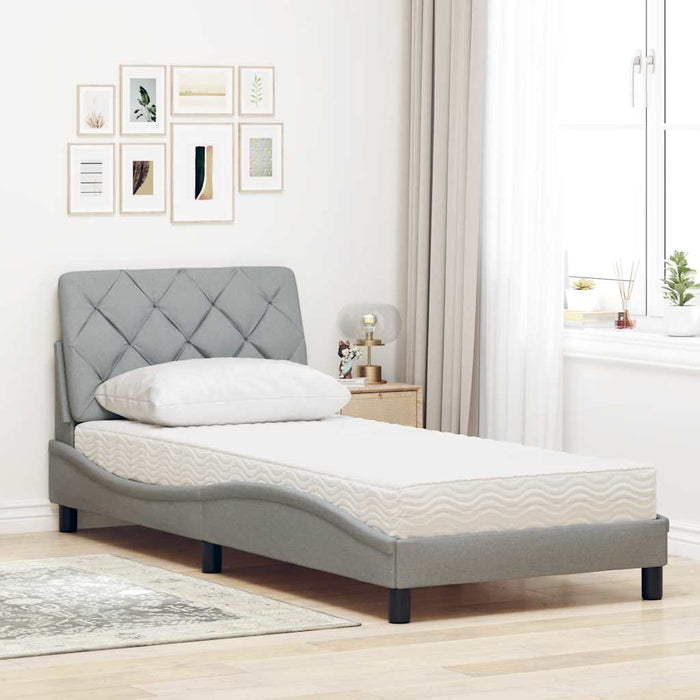 Pat cu saltea, gri deschis, 90x200 cm, textil - WALTI WALTI