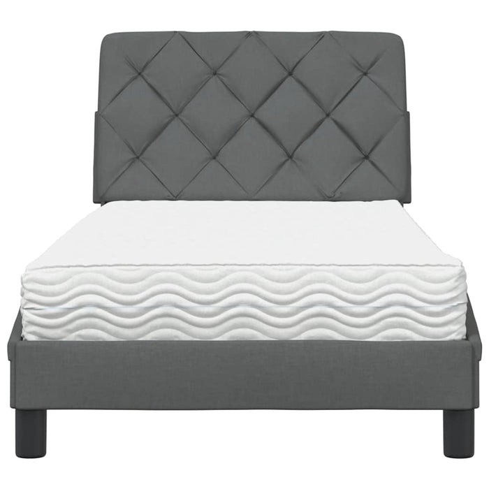 Pat cu saltea, gri închis, 90x200 cm, textil - WALTI WALTI