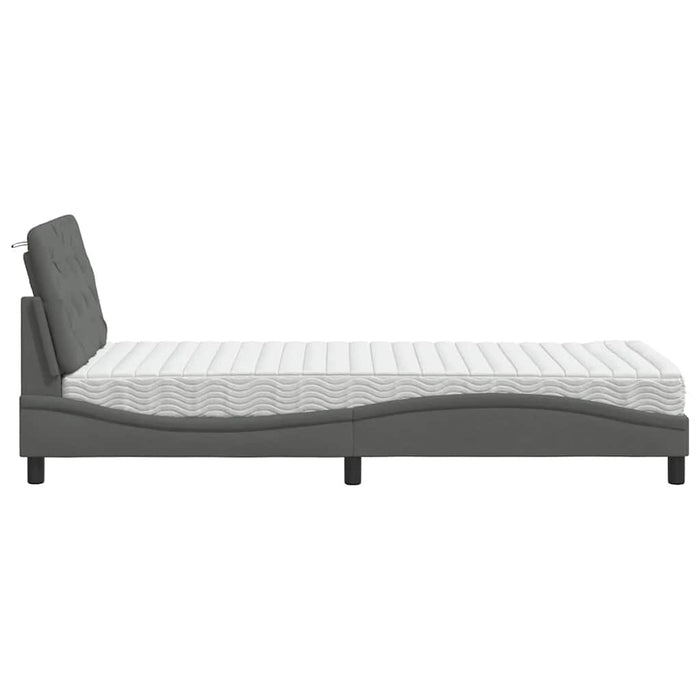 Pat cu saltea, gri închis, 90x200 cm, textil - WALTI WALTI